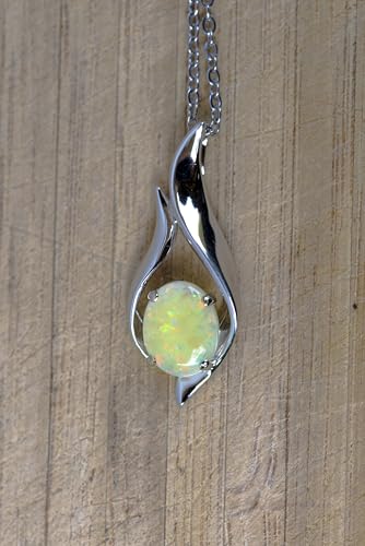 Opal Necklace - Australian Fire Opal Pendant Gold