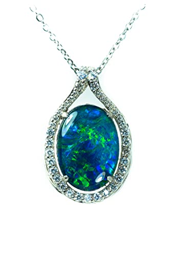 White Gold Plated Australian Fire Opal Necklace