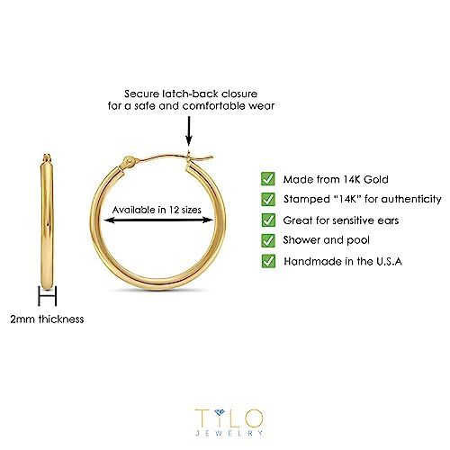 14k Yellow Gold Classic Hoop Earrings (40mm)