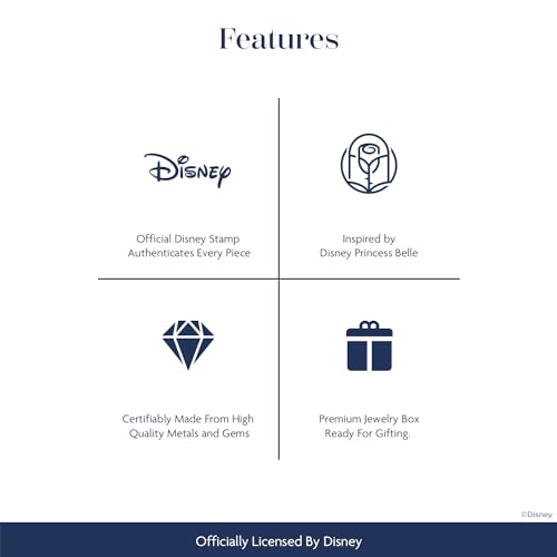 Disney Princess Belle Rose Pendant Necklace with Diamond