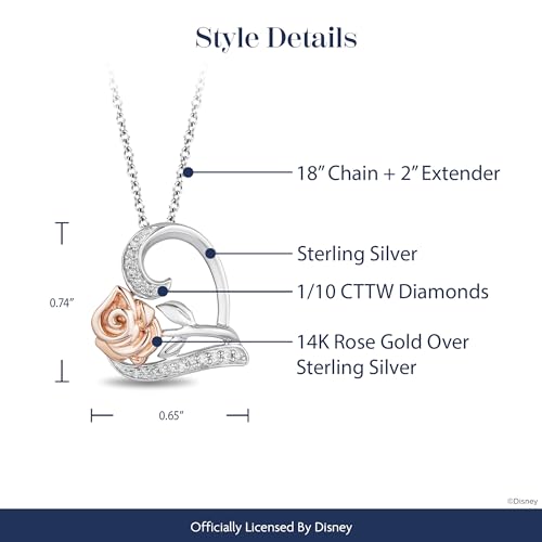 Disney Princess Belle Rose Pendant Necklace with Diamond