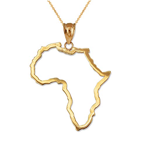 10K Yellow Gold Africa Open Design Pendant Necklace