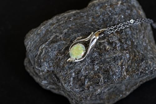 Opal Necklace - Australian Fire Opal Pendant Gold