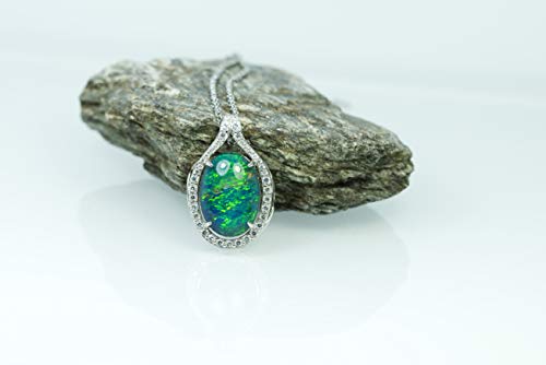 White Gold Plated Australian Fire Opal Necklace