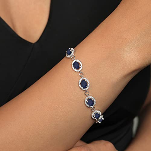 925 Sterling Silver Gemstone Birthstone Tennis Bracelet