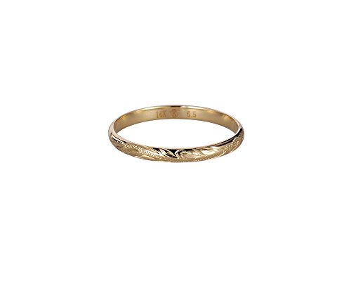 Hawaiian Princess Scroll Band Ring in 14K Gold