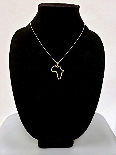 10K Yellow Gold Africa Open Design Pendant Necklace