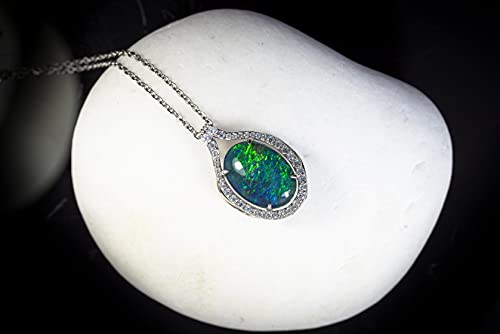 White Gold Plated Australian Fire Opal Necklace