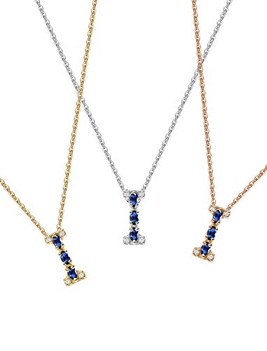 Albert Hern Blue Sapphire Necklace With Diamonds & 18K Gold Chain