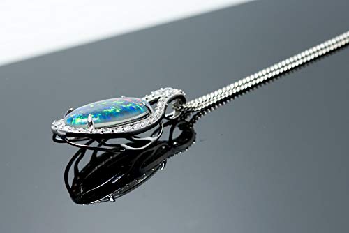 White Gold Plated Australian Fire Opal Necklace