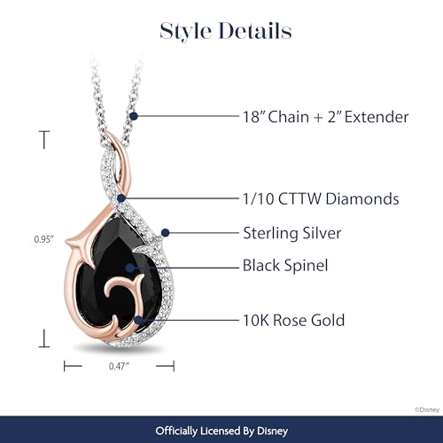 Maleficent Inspired Drop Necklace Pendant with Black Spinal