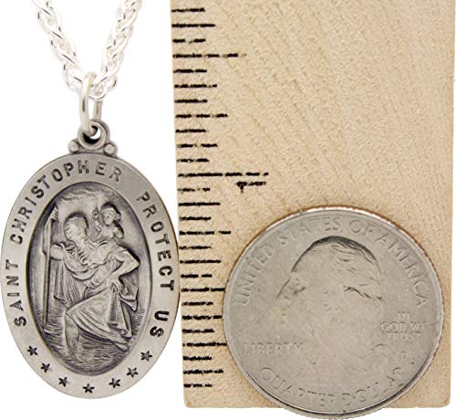 St. Christopher Sterling Silver Necklace with Personalized Engraving