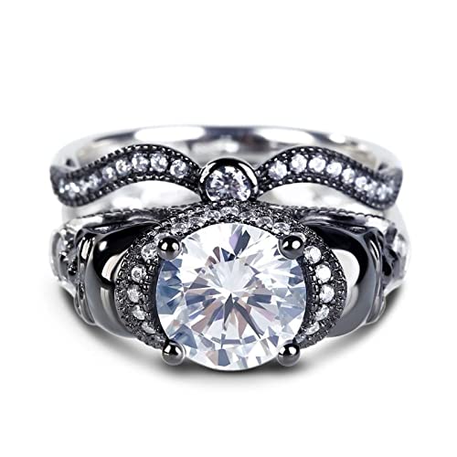 Jeulia 4.97 Carat Twist Skull Bridal Ring Set