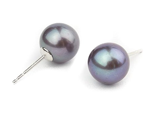 HinsonGayle AAA Black/Green Freshwater Pearl Stud Earrings