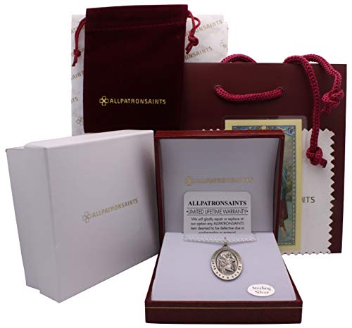 St. Christopher Sterling Silver Necklace with Personalized Engraving