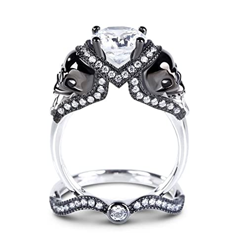 Jeulia 4.97 Carat Twist Skull Bridal Ring Set