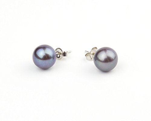 HinsonGayle AAA Black/Green Freshwater Pearl Stud Earrings