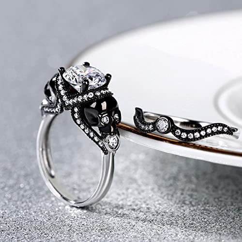 Jeulia 4.97 Carat Twist Skull Bridal Ring Set