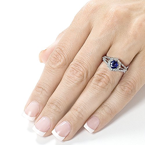 Vintage Style Sapphire & Diamond Engagement Ring, Size 11
