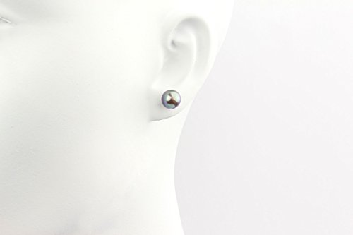 HinsonGayle AAA Black/Green Freshwater Pearl Stud Earrings