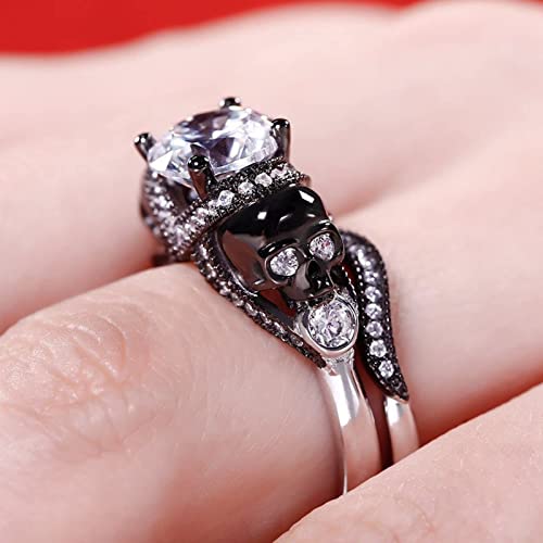 Jeulia 4.97 Carat Twist Skull Bridal Ring Set