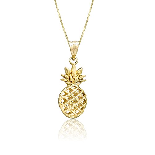 14K Gold Pineapple Pendant Necklace - Honolulu Jewelry