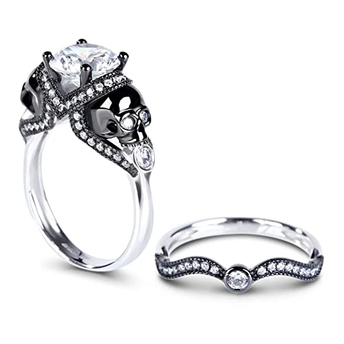 Jeulia 4.97 Carat Twist Skull Bridal Ring Set