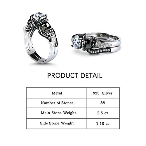 Jeulia Skull Bridal Ring Set with White Diamonds