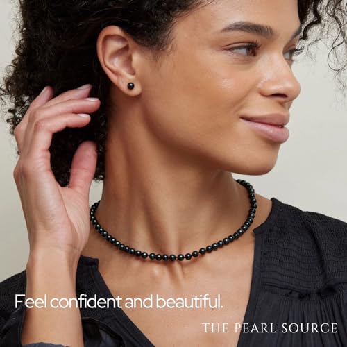 Tahitian Black Pearl Stud Earrings in 14k Gold