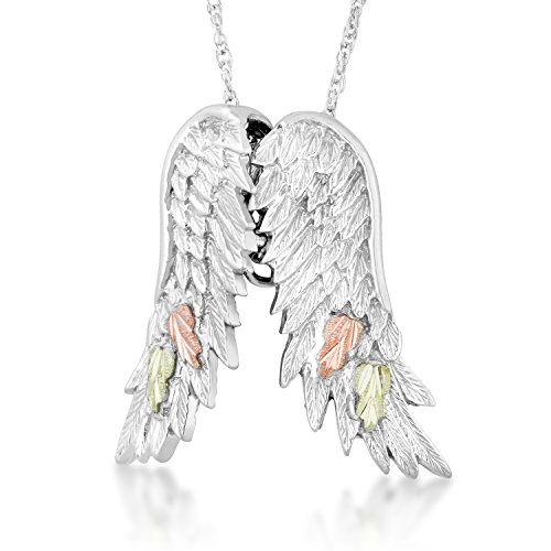 Sterling Silver Angel Wings Pendant Necklace, Black Hills Gold