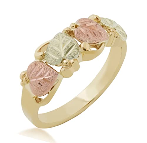 10k Gold Tri-Color Grape Leaf Band, Size 7.75