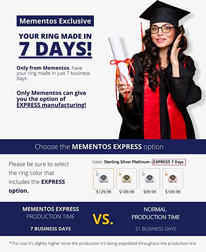 Personalized High School/College Class Ring - Silver/10kt VIP Collection