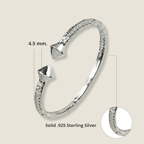 Sterling Silver Thick Pyramid Ends West Indian Bangles