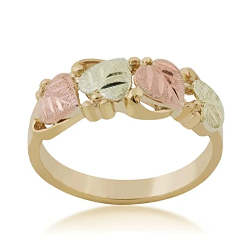 10k Gold Tri-Color Grape Leaf Band, Size 7.75