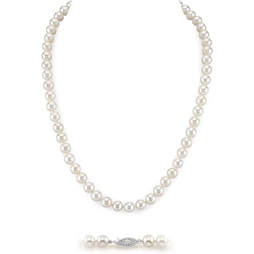 White Freshwater Pearl Necklace with Gold Clasp | VIP Quality