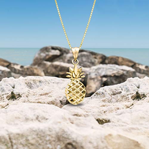 14K Gold Pineapple Pendant Necklace - Honolulu Jewelry