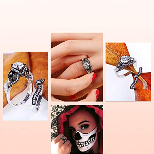 Jeulia Skull Bridal Ring Set with White Diamonds