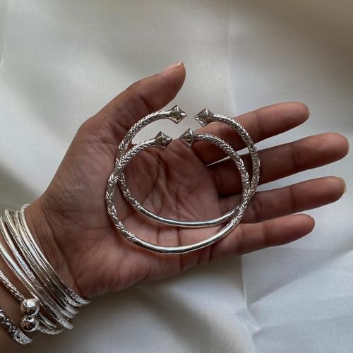 Sterling Silver Thick Pyramid Ends West Indian Bangles