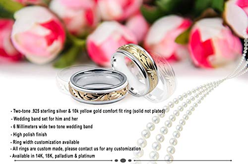 Alain Raphael 10K yellow gold & silver wedding band