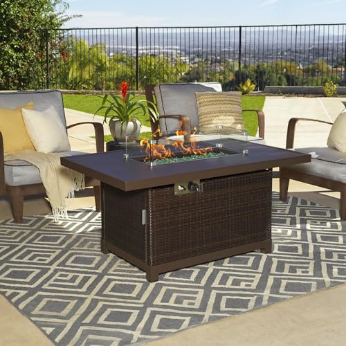 Novi Rattan 52-Inch Gas Fire Pit Table, CSA Certified