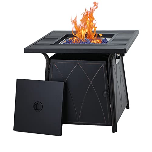 Outdoor Propane Fire Pit Table with Blue Fire Glass