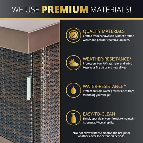 Novi Rattan 52-Inch Gas Fire Pit Table, CSA Certified