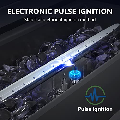 Cecarol 43in Glass Shield Propane Gas Fire Pit