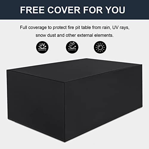 44" Propane Gas Fire Pit Table with Glass Wind Guard