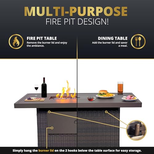 Novi Rattan 52-Inch Gas Fire Pit Table, CSA Certified
