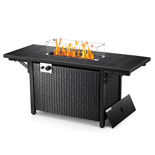 55" Propane Fire Pit Table with Glass Stone