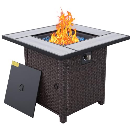 30" Wicker Gas Fire Pit Table for Outdoor Gatherings
