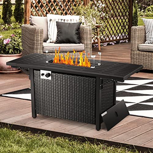 55" Propane Fire Pit Table with Glass Stone