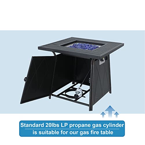 Outdoor Propane Fire Pit Table with Blue Fire Glass