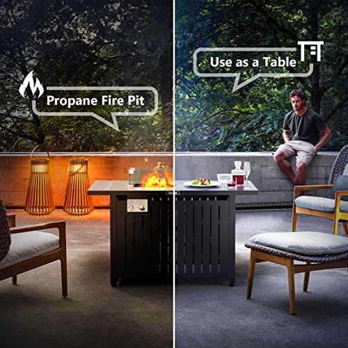 Cecarol 43in Glass Shield Propane Gas Fire Pit